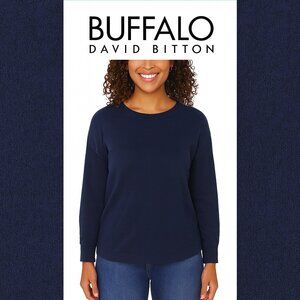 Buffalo David Bitton Ladies' Crewneck Super Soft Top, Dark Navy: L, XL